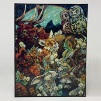 A painting of an owl, deer, and other animals.
Product Name: LARGE JOURNAL - DREAMERS DON'T SLEEP