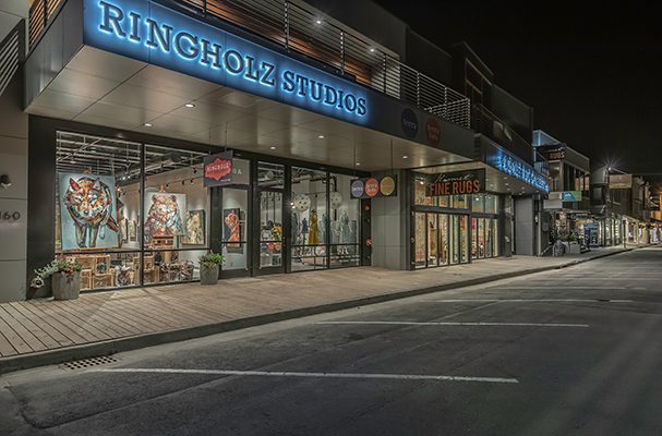 Ringo's guitar shop at night.