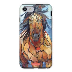 A phone case with a painting of a horse.