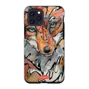 A colorful phone case with an image of a fox.