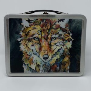 A Paint Box - Wolf/Owl with a painting of a wolf on it.
