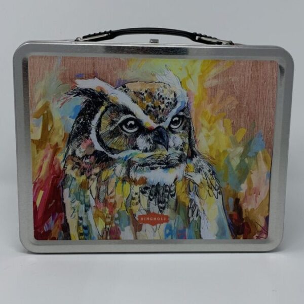 A Paint Box - Bear/Owl with a painting of an owl on it.