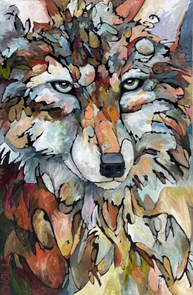 A painting of a coyote.