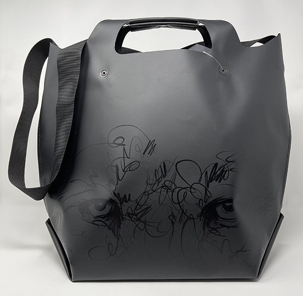 A black EQPD 17" LastBag - Solid Color with a drawing on it.