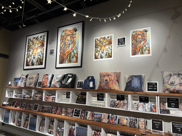 A store with a lot of "Song On The Wind" Limited Edition Prints on the wall.