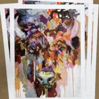 A set of "Emergence" Limited Edition Prints featuring a bison's head.