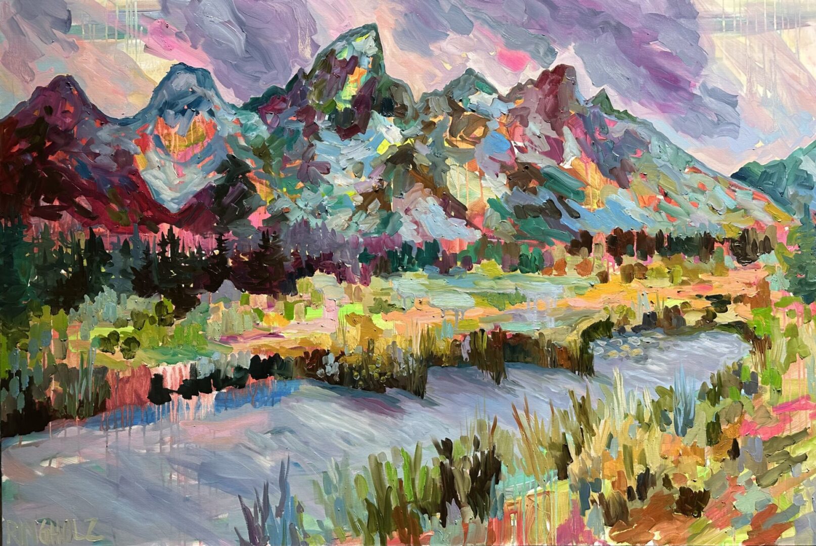 Dream River with Mountains Artwork